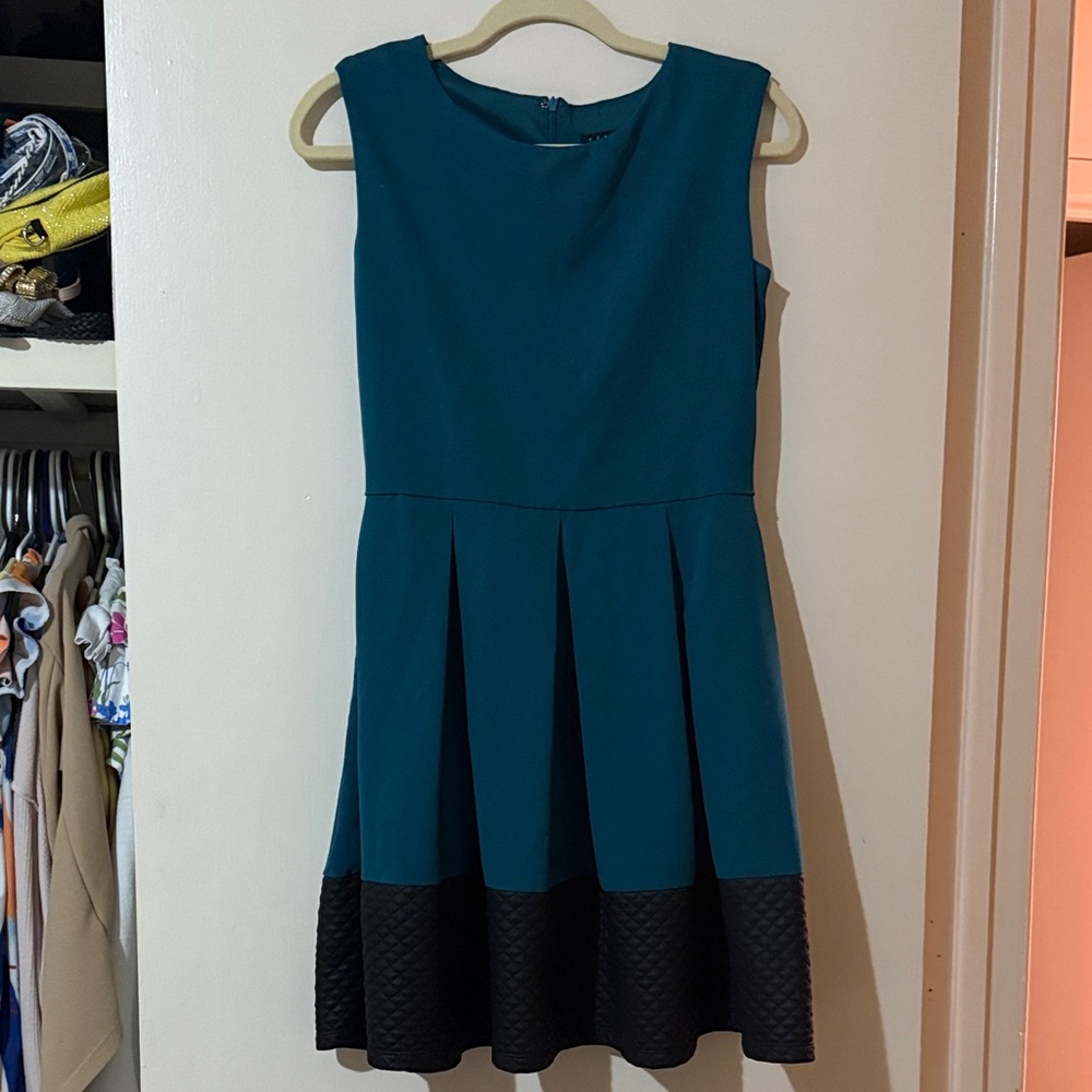 Tiana B. Teal Dress with Black Accent
